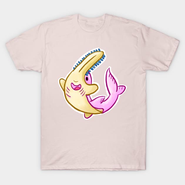 Cute Pink Sawfish Sawtooth Shark T-Shirt by narwhalwall